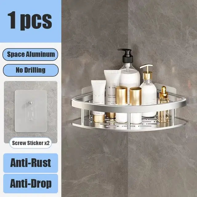 HOShelf-Rangement de toilette mural en aluminium T1, sans perceuse, bouteille de shampoing, coin de douche, accessoires de cuisine