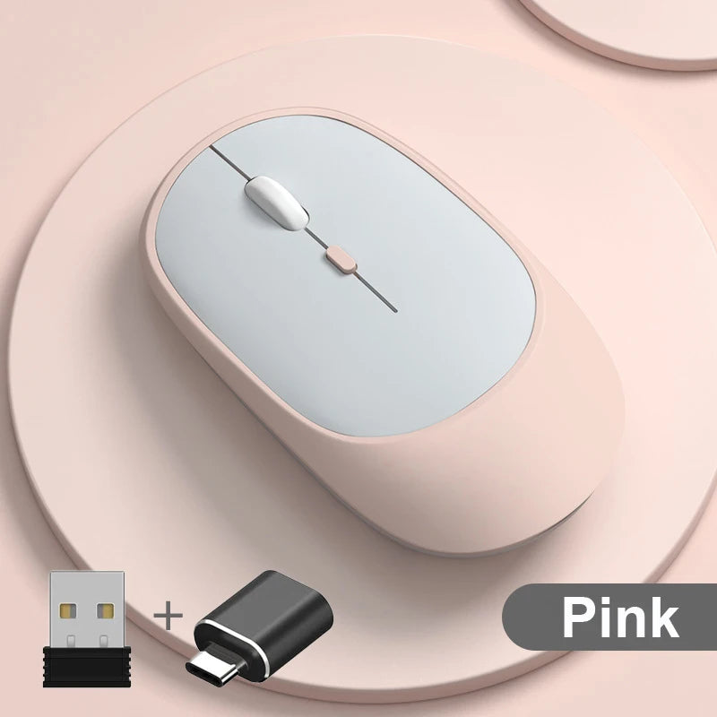 Wireless Mouse Rechargeable Mouse Gamer Dual Modes Bluetooth-compatible 2.4G USB Mute Mice For Laptop Pad Tablet Macbook Mause