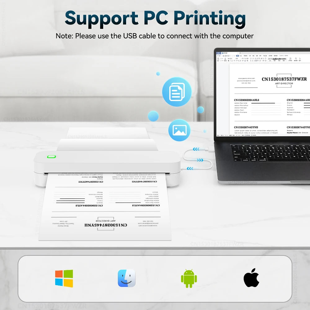 Imprimante thermique A4 Bluetooth PDF Excel mot Machine d'impression de documents similaire à l'imprimante D210 M08F M832 A40 ou 1PK de papier thermique