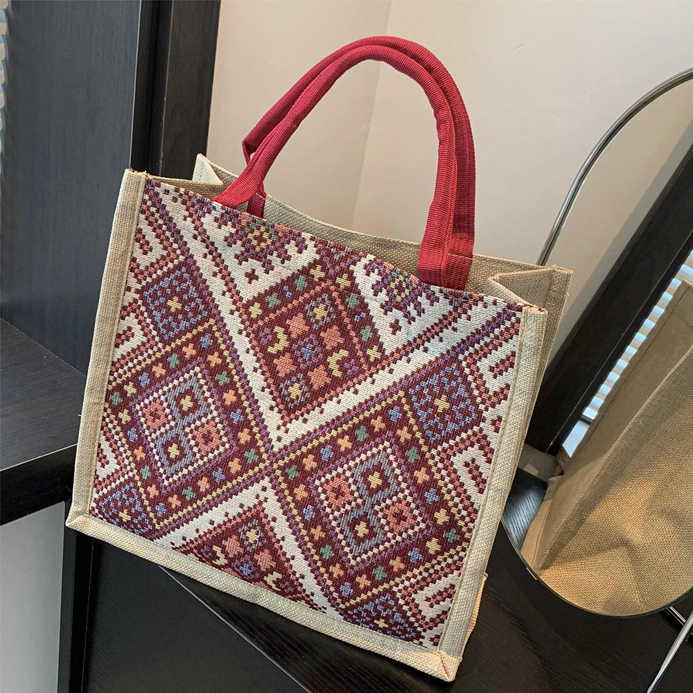 Sac à Main de Grande Capacité de Style Ethnique pour Femme, Fourre-Tout Rétro