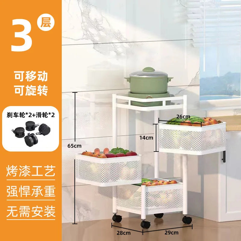 Petit chariot de rangement multicouche, chariot de cuisine moderne et créatif, meubles de maison simples, étagère rotative au sol, boîte à collation pour salon