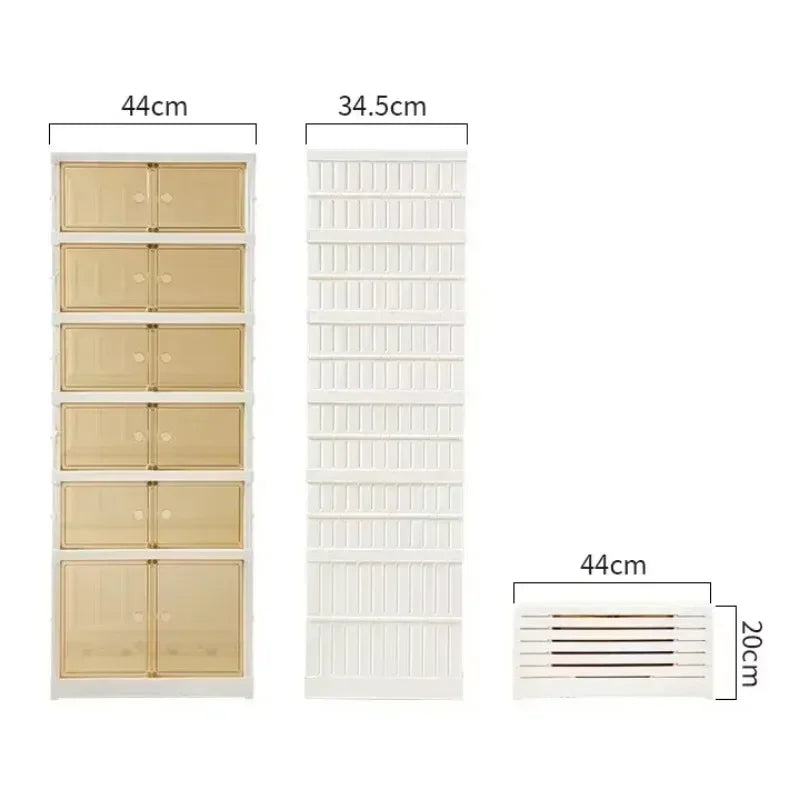 Organisateur de étagères à chaussures pliables pour placard, boîte de rangement de chaussures pliables en plastique, transparente, empilable avec assemblage facile