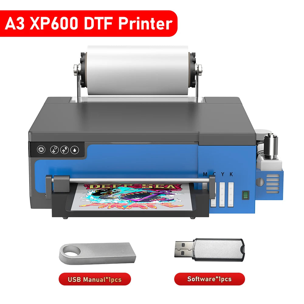 Imprimante A3 XP600 DTF, Machine d'impression par transfert Direct sur Film, impresora dtf a3 avec rouleau d'alimentation, imprimante de t-shirts pour tous les textiles