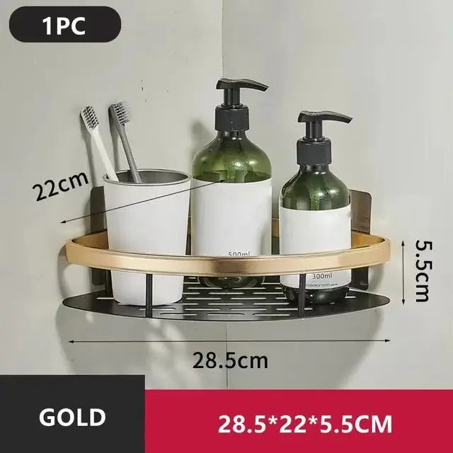 HOShelf-Rangement de toilette mural en aluminium T1, sans perceuse, bouteille de shampoing, coin de douche, accessoires de cuisine
