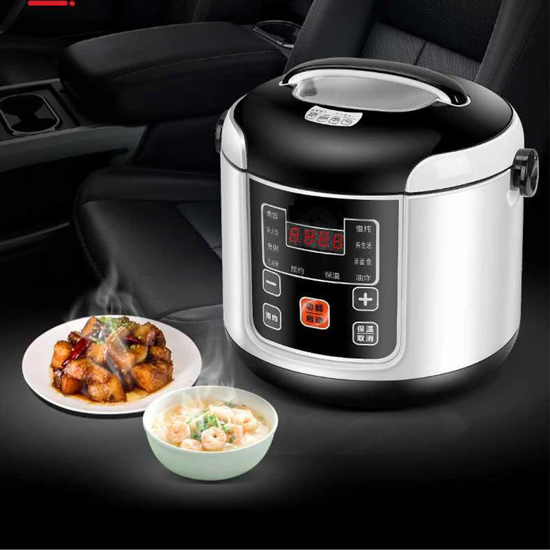 Cuiseur à riz Portable pour voiture, camion électrique 2L, multi-cuiseur, soupe, bouillie, cuisson des aliments, cuiseur vapeur, boîte à déjeuner électrique 12V ou 24V