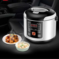 Cuiseur à riz Portable pour voiture, camion électrique 2L, multi-cuiseur, soupe, bouillie, cuisson des aliments, cuiseur vapeur, boîte à déjeuner électrique 12V ou 24V