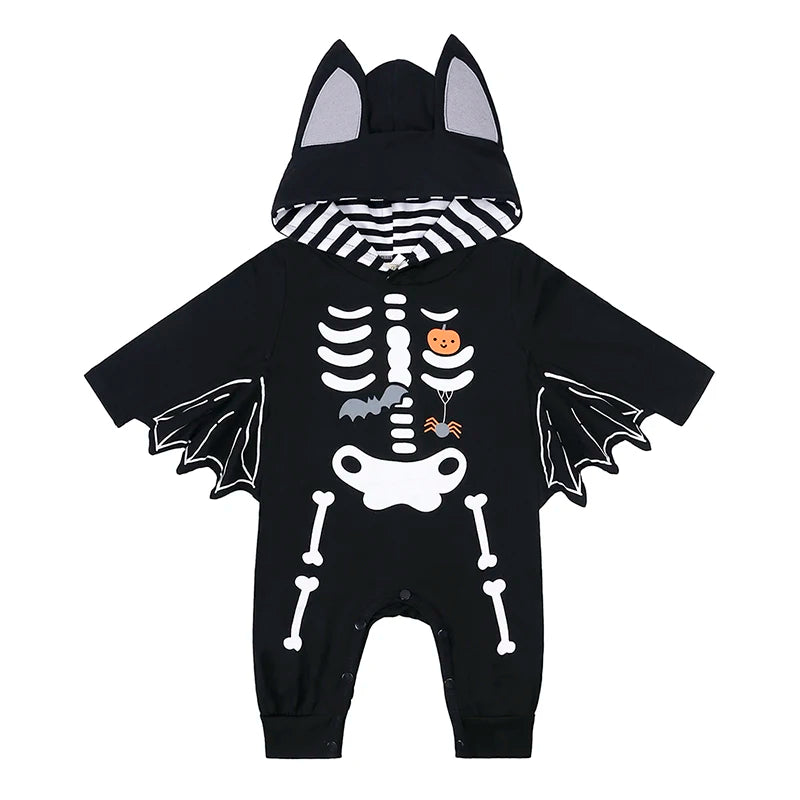 Halloween noir chauve-souris Vampire bébé garçons filles barboteuse infantile combinaison chauve-souris à manches longues body pour nouveau-né vêtements Costumes ensemble