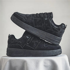 Baskets noires en daim pour hommes, baskets de skateboard rétro bon marché, baskets à plateforme décontractées, chaussures canisées pour hommes, automne