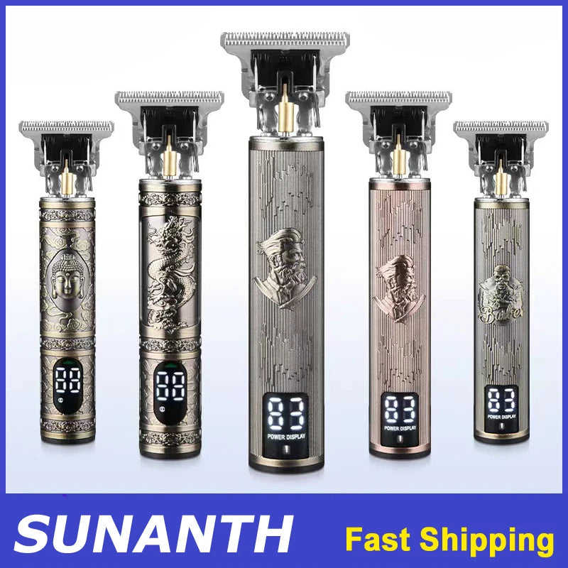 Tondeuse à cheveux électrique sans fil vintage, machine de découpe de cheveux, rasoir portable, barbier, chargement rapide USB, tondeuse pour coiffure