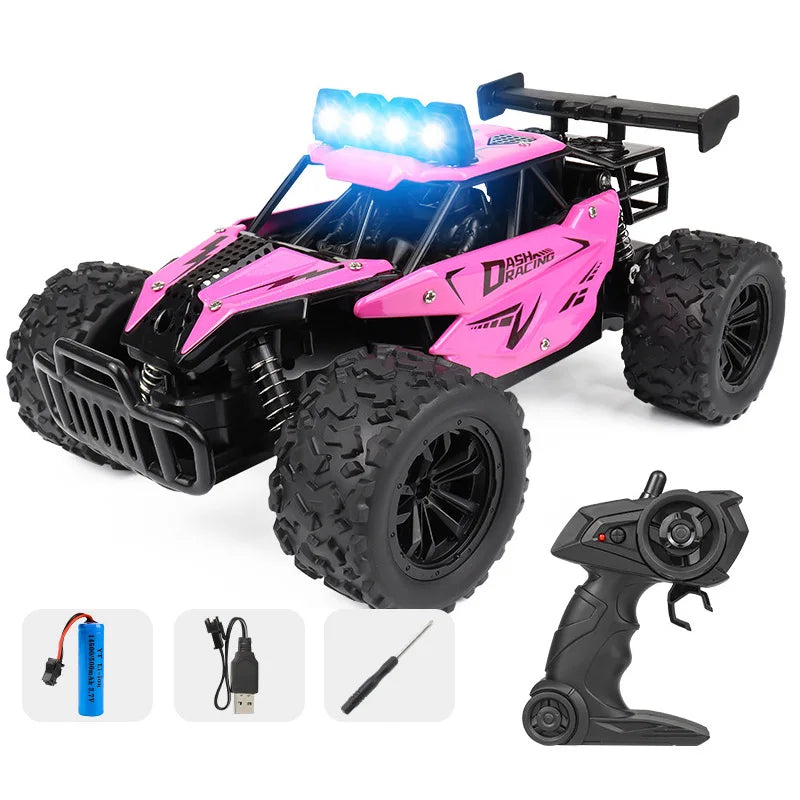Voiture télécommandée tout-terrain à dérive avec LED, véhicule d'escalade Rc à grande vitesse, camions 2.4G, jouet d'extérieur pour enfants, cadeau, 1:16