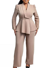 2 pièces femmes ensembles grande taille nouveauté correspondant deux pièces ensembles Blazer manteau haut pantalon costumes tenues vêtements