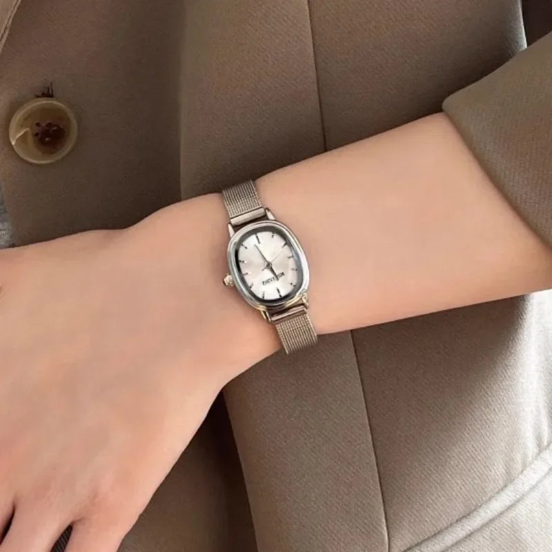 Petit cadran ovale montre verte Simple en acier inoxydable dames montres marque femmes de luxe cadeau montre à Quartz livraison directe