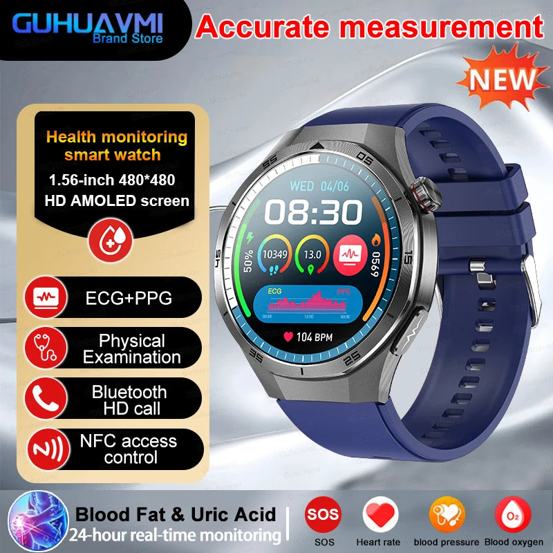 2025 nouveau pour HUAWEI montres de santé lipides sanguins acide uricique pression artérielle analyse du corps montre intelligente ECG + PPG horloge Smartwatch hommes