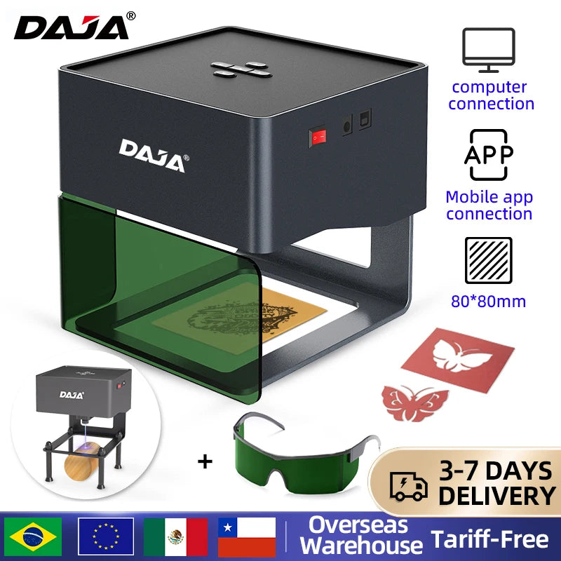 DAJA DJ6 Mini graveur Laser Portable bricolage Bluetooth Machine peint chien étiquette papier cuir en bois plastique Logo CNC Machine