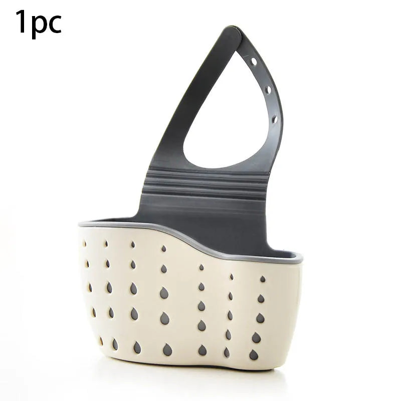 Panier suspendu de vidange d'évier, accessoires de cuisine réglables, sac d'évier en caoutchouc, étagère en éponge à savon, support de robinet pour salle de bains 1 pièce