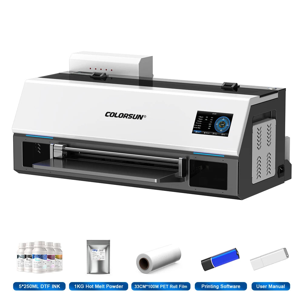 Colorsun A3 DTF imprimante pour Epson XP600 DTF Machine d'impression Impresora A3 DTF imprimantes pour T-Shirts sweats à capuche tout tissu