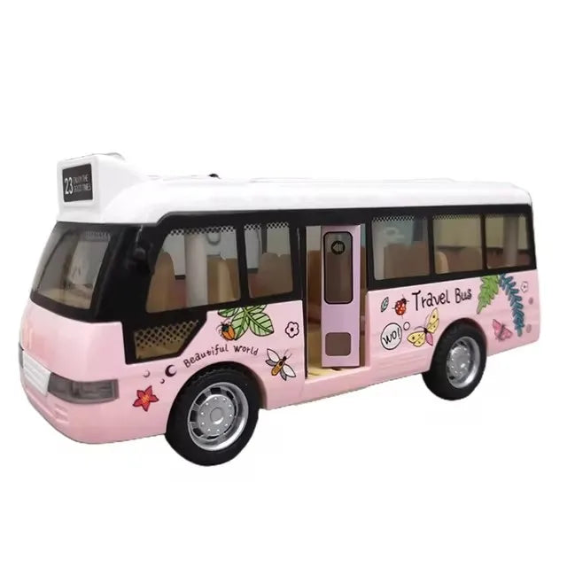 Enfants son lumière Tour Bus scolaire modèle garçon fille jouet moulé sous pression en métal petites voitures Bus de ville alimenté par Friction jouer jouets cadeau