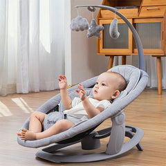 Chaises à bascule électriques pour bébé, chaise apaisante pouvant s'allonger ou s'asseoir balançoire pour bébé électrique 180 °   Siège rotatif, bascule multi-vitesses pour bébé