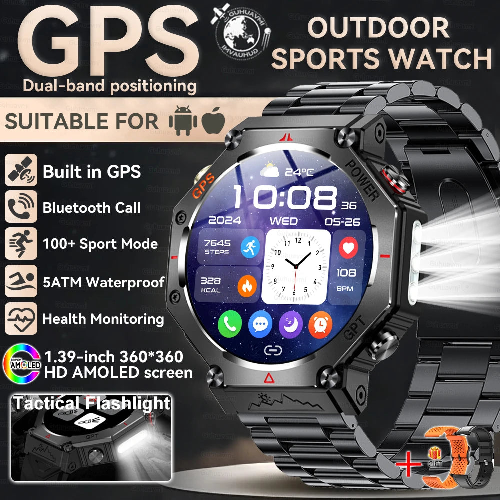 Nouveau t-rex 3 Ultra extérieur GPS montre intelligente 5TM étanche intégré double bande GNSS altimètre sport natation hommes montres intelligentes militaires