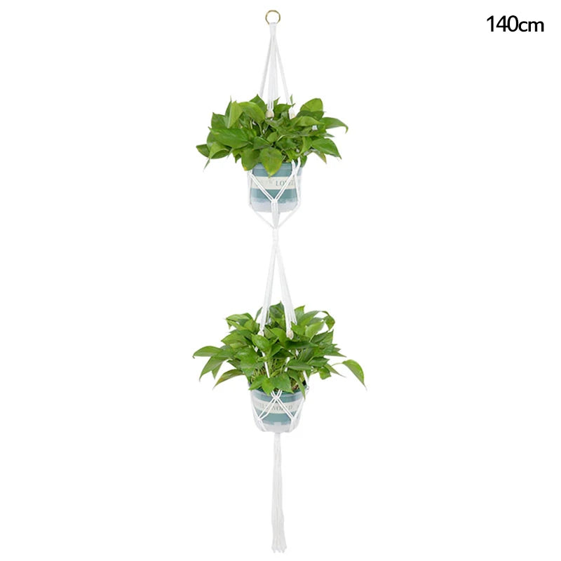 Panier suspendu de plantes en macramé fait à la main, support de Pots de fleurs, décoration suspendue de balcon, corde de levage nouée, fournitures de jardin pour la maison