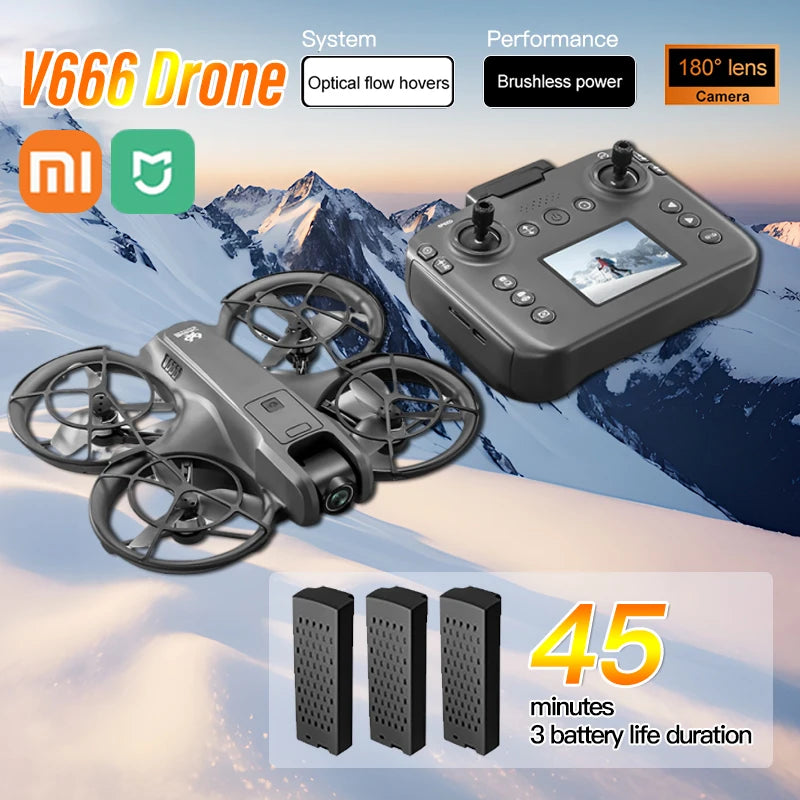 Xiaomi V666 Mini Drone 4K aérien professionnel 8k double caméra intelligente évitement d'obstacles sans brosse quadrirotor enfant RC jouet