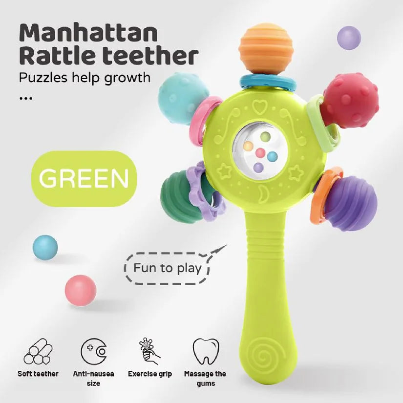 Anneau de dentition pour bébé de 0 à 36 mois, hochet, jouet, anneau de dentition, développement sensoriel, jouet à mâcher, accessoires pour bébés de 0 à 36 mois