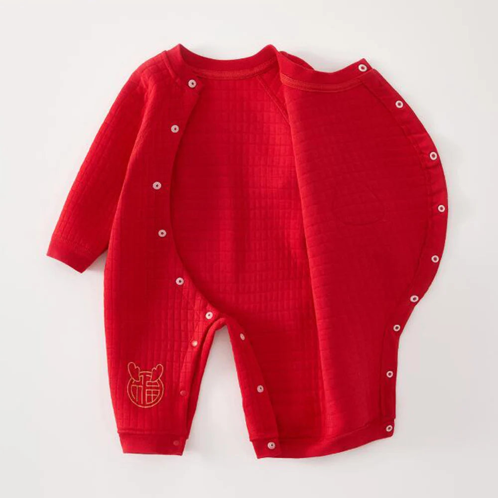 Barboteuse de noël pour bébé, manches longues, matelassée, chaude, unisexe, vêtements pour nouveau-né, garçons et filles, combinaisons pour nourrissons du nouvel an, automne et hiver