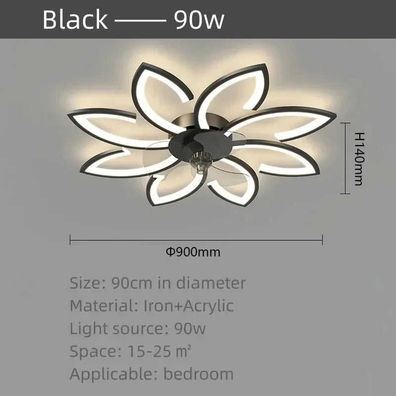 Modern LED Ceiling Fan Light with Remote Pendant Lamp for Living Room Dining Room Bedroom Home Decor Hanging Lighting Fixture