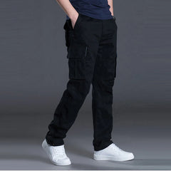 Pantalon cargo à jambe droite pour homme, 2025 coton, poches multi-rabat, extérieur décontracté, travail, randonnée