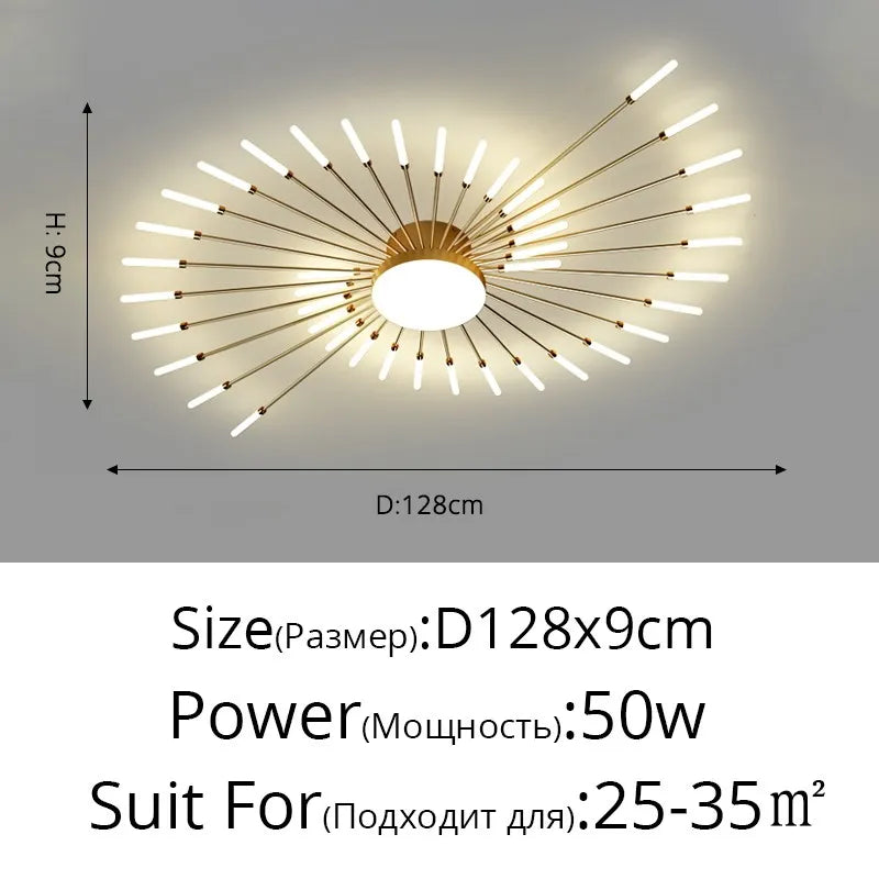 Modern LED Chandelier For Living Room Bedroom Home Roof Indoor Gold Metal Ceiling Lamp With Remote Control Lighting Lustre Decor