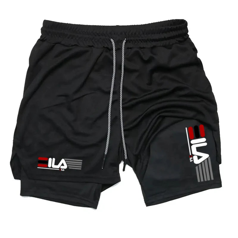 Shorts de compression 2 en 1 pour hommes, culotte de sport respirante à double couche, short de plage décontracté à séchage rapide