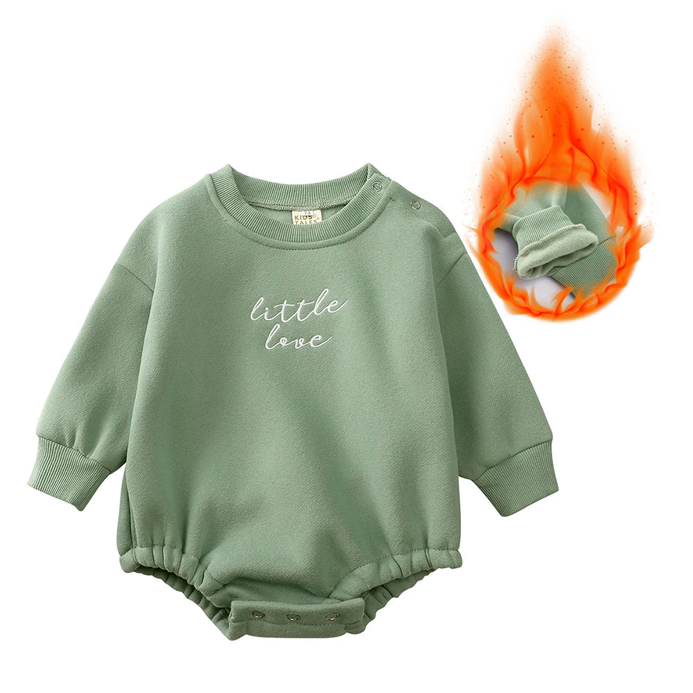 2025 hiver bébé barboteuse nouveau-né vêtements épaissir polaire pyjamas petit amour broderie infantile garçon fille Onesies enfant en bas âge combinaisons