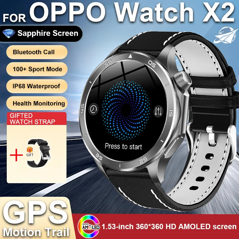 Nouveau GPS montre intelligente femme 1.53 "AMOLED Bluetooth appel fréquence cardiaque sport Fitness Tracker étanche montres intelligentes homme pour Huawei