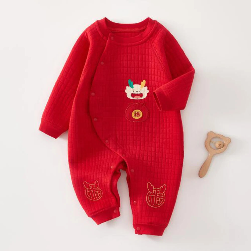 Barboteuse de noël pour bébé, manches longues, matelassée, chaude, unisexe, vêtements pour nouveau-né, garçons et filles, combinaisons pour nourrissons du nouvel an, automne et hiver