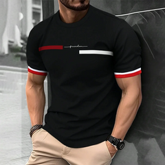 2025 été hommes T-Shirt surdimensionné 3D rayure lettre impression Streetwear Hipster T-Shirt décontracté à manches courtes coton confort ajustement