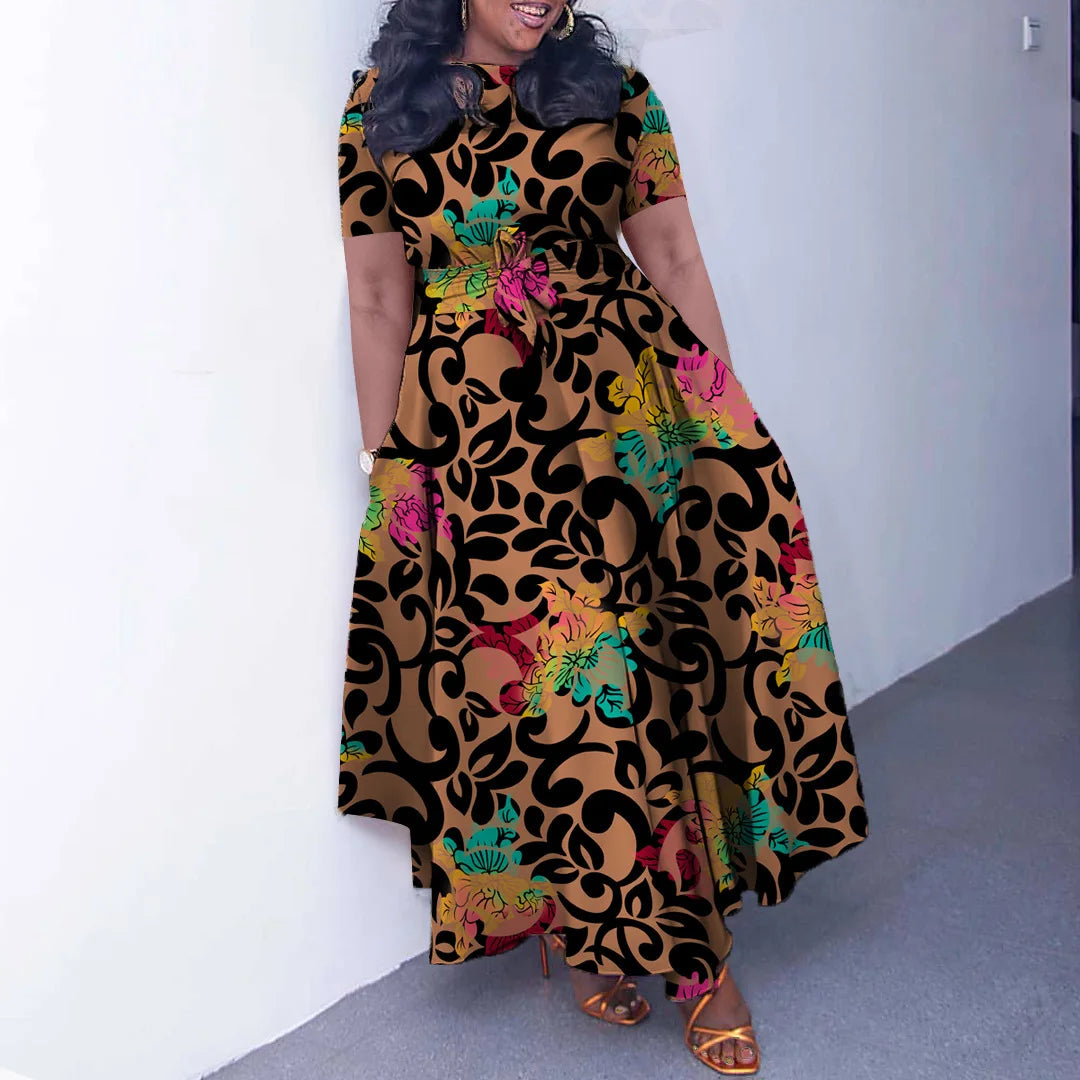 Robe décontractée à manches courtes pour femmes, tenue de bureau, mode printemps-été, ample, imprimée, à lacets, 2024