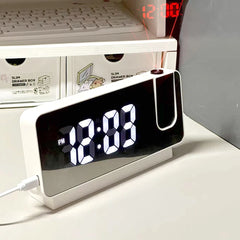 360 °   Réveil numérique à Projection LED, montre de Table électronique, horloge de chevet, affichage de la température et de la Date, modèle Snooze