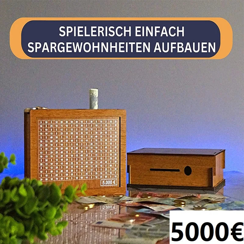 Boîte d'épargne 10000€ tirelire pour économiser 10000 euros coffre-fort d'argent dépôt de sac à main pour enfants avec comptoir boîte en bois européenne CXG01