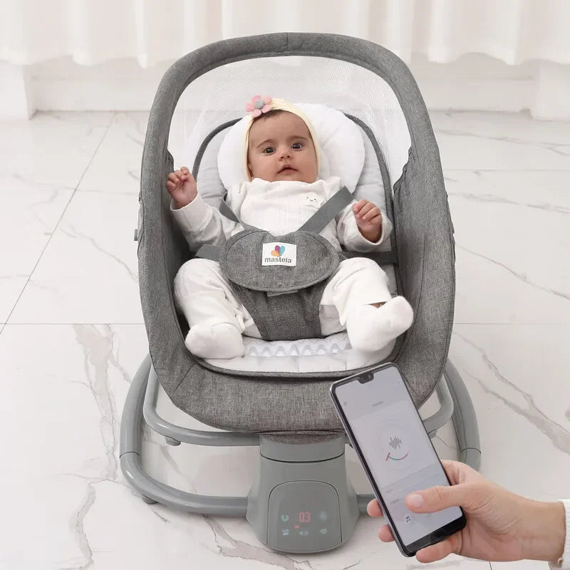 Fauteuil inclinable à bascule pour bébé, musique Bluetooth, chaise à bascule électrique avec télécommande intelligente pour bébé, berceaux confortables pour bébé