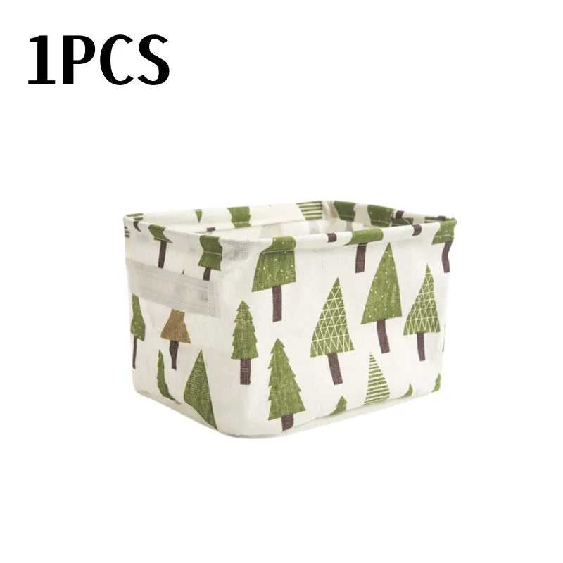 Petit panier de rangement en toile pliable avec poignée, boîte de rangement de bureau en coton et lin, petit panier de rangement étanche frais 1 pièce