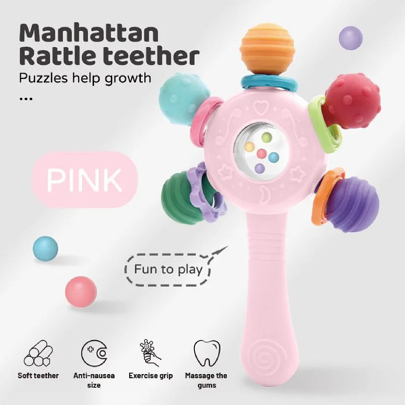 Anneau de dentition pour bébé de 0 à 36 mois, hochet, jouet, anneau de dentition, développement sensoriel, jouet à mâcher, accessoires pour bébés de 0 à 36 mois