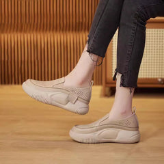 Mocassins en cuir décontractés pour femmes, baskets à plateforme rétro, à lacets, plates, à enfiler, chaussures simples, printemps, nouveau, 2023