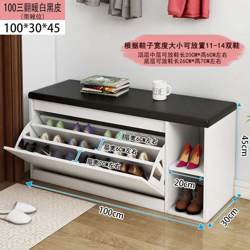 Porche entrée chaussure chaise rembourré salon maison rabat étagère à chaussures banc avec siège armoire à chaussures multicouche