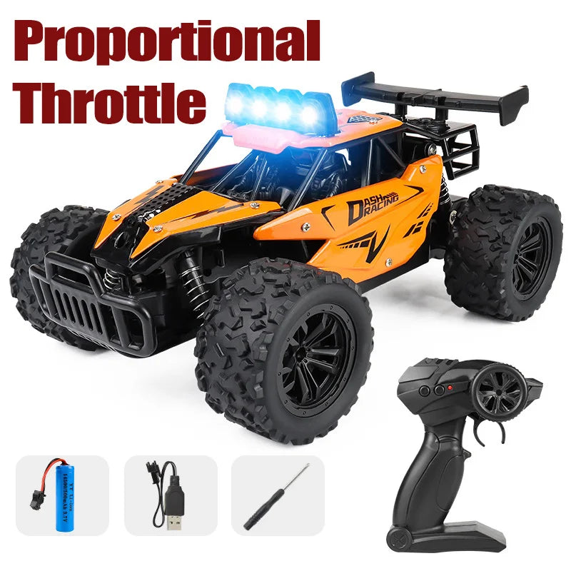 Voiture télécommandée tout-terrain à dérive avec LED, véhicule d'escalade Rc à grande vitesse, camions 2.4G, jouet d'extérieur pour enfants, cadeau, 1:16