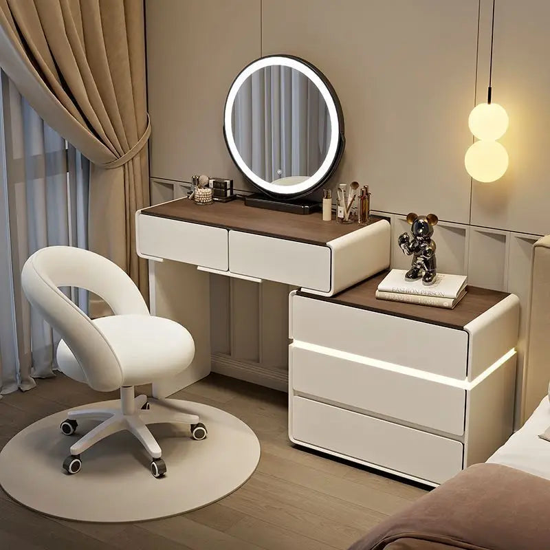 Commode à plinthes en bois massif, moderne et simple, style crème, pour petit appartement, table de maquillage, chambre à coucher, chevet intégré, nouvelle collection