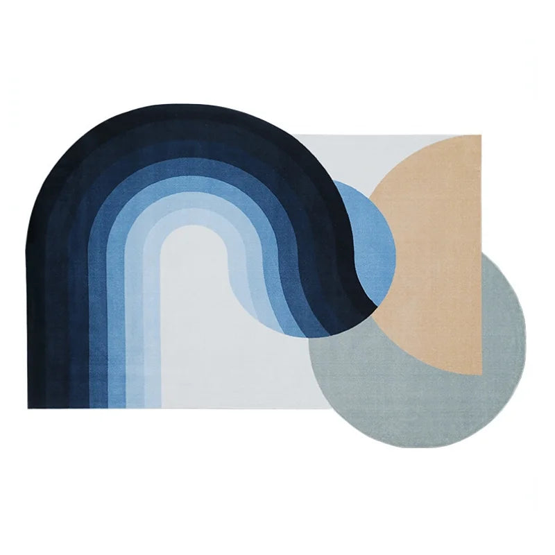 Tapis de luxe léger pour salon, en forme irrégulière, en peluche, polymères de sol, nordique, décor de chambre à coucher, rayé, épais, non ald lea