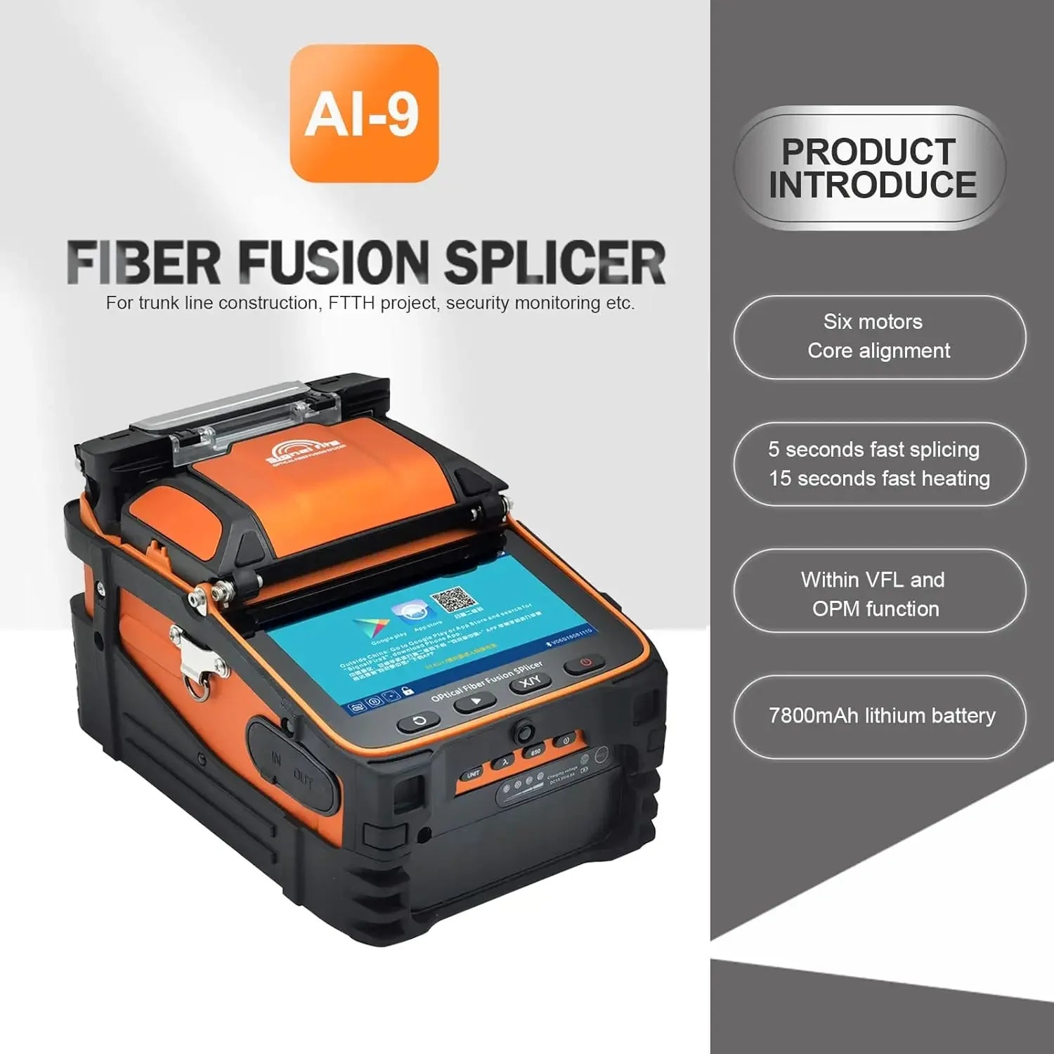 Signalfire AI-9 AI-6Ap Machine d'épissure de Fusion 6 moteur 5S machine d'épissage avec kits d'outils de compteur de puissance optique VFL CE livraison gratuite