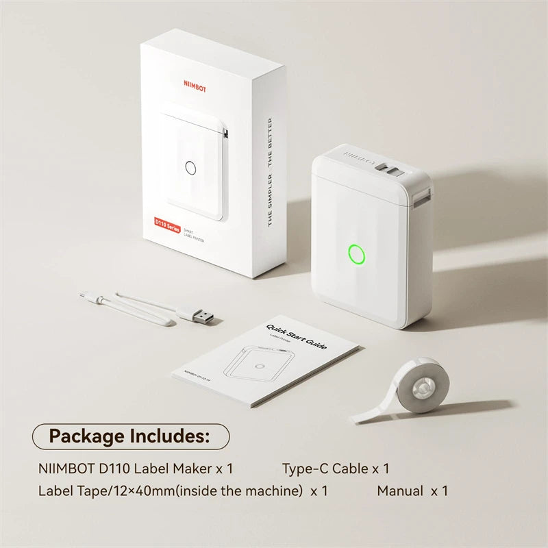NIIMBOT D110 Version améliorée imprimante d'étiquettes thermiques Mini fabricant d'étiquettes intelligent Portable avec ruban pour bureau maison cuisine école