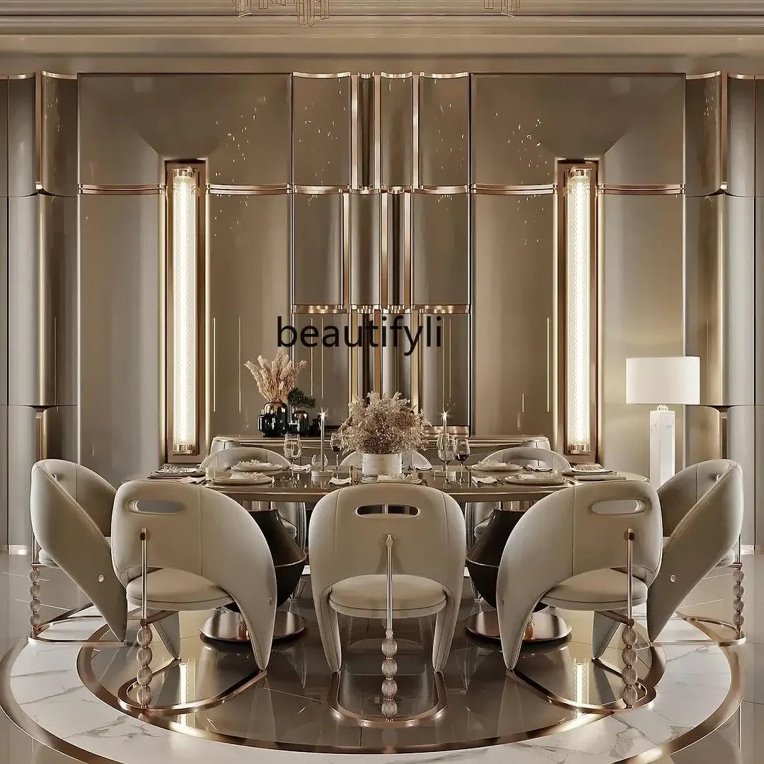 Esmt163 chaise de salle à manger design de luxe léger italien chaise de villa de luxe haut de gamme grandes chaises de table à manger plates