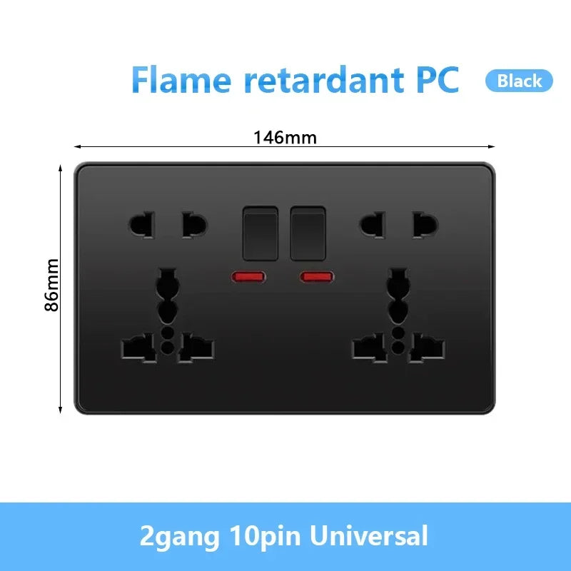 Universal Black USB Type-C 18W Smart Fast Charging Socket Double 5-pin Power Plug,UK  Electrical Internationa Wall Light Switch